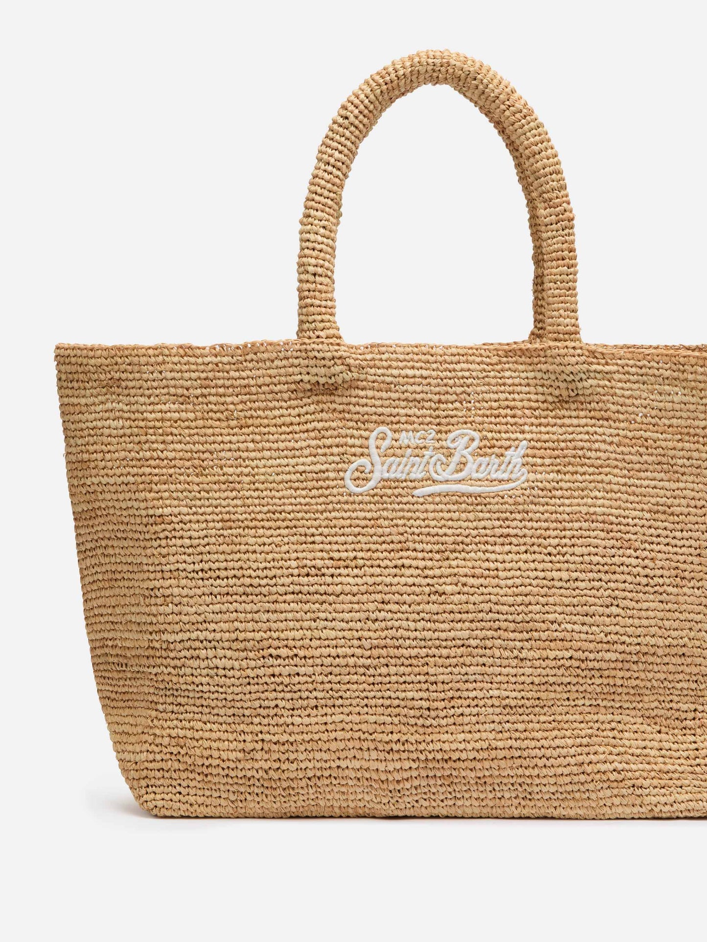 Beige Raffia Beach bag with cotton pouch