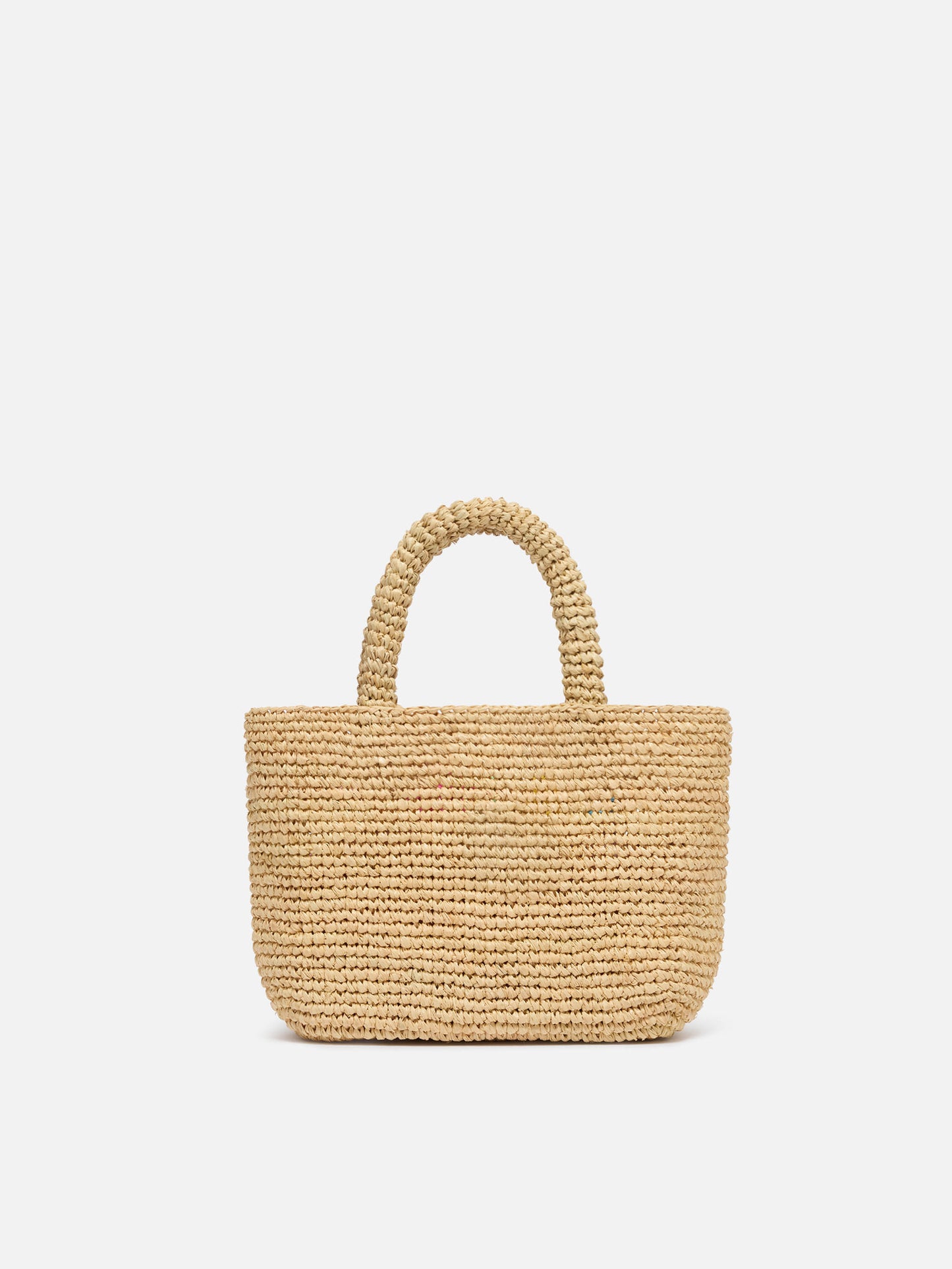 Borsa Beach mini in raffia con logo ricamato multicolor