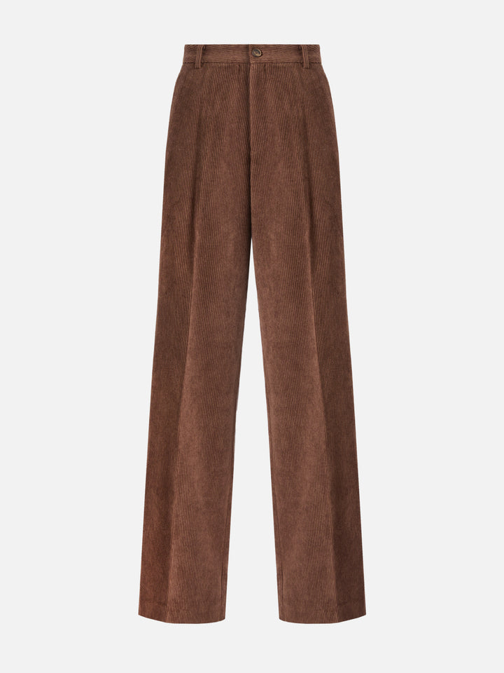 Pantaloni a gamba ampia Rebella in corduroy marrone