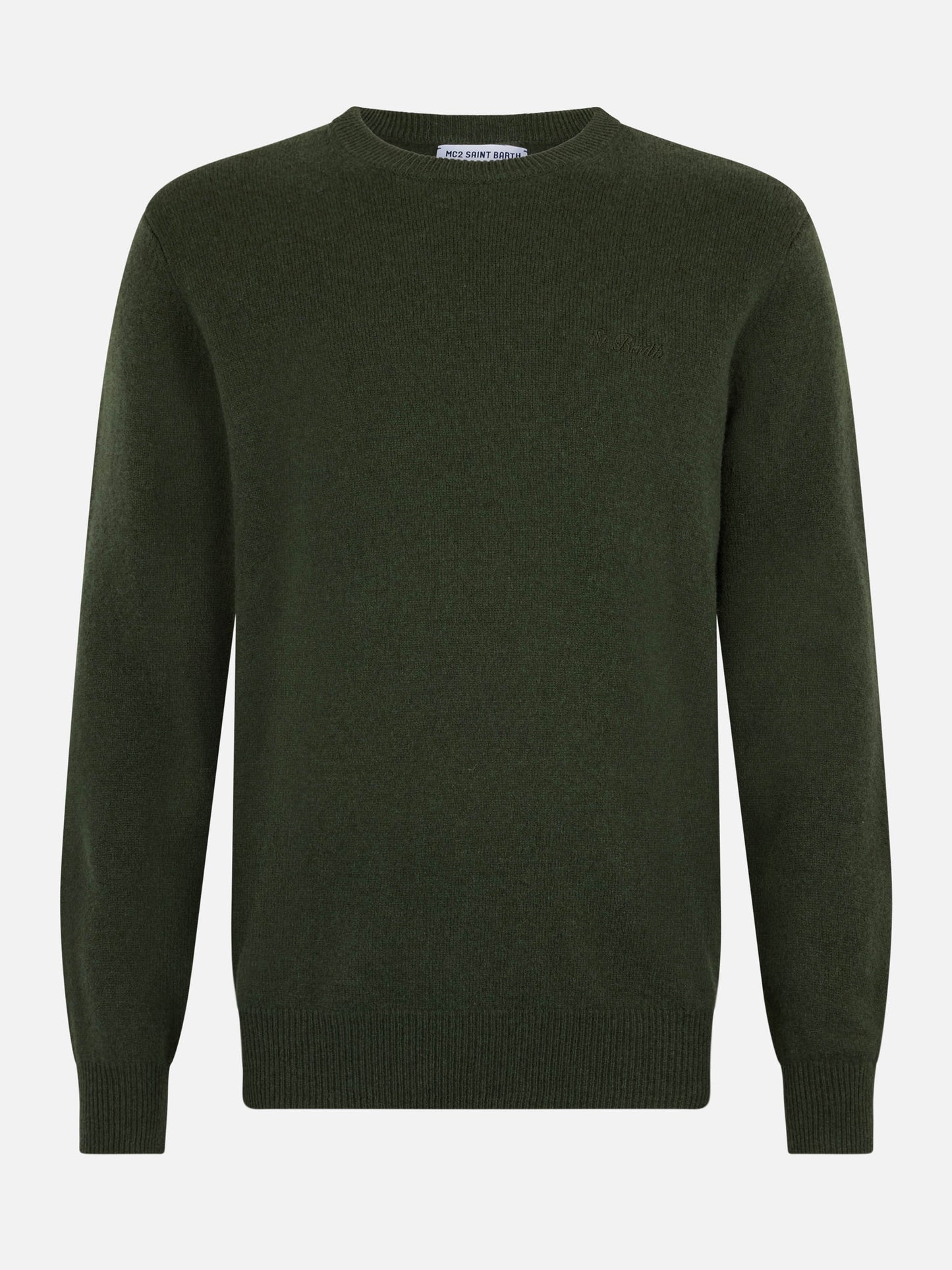 Man military green lambswool sweater Regent - MC2 Saint Barth