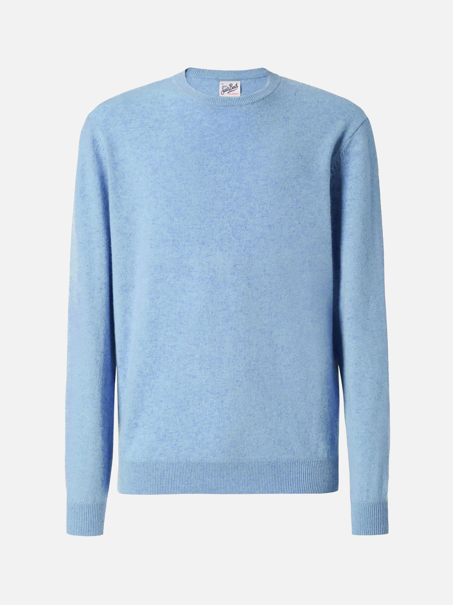 Regent crewneck sweater in 100% light blue CASHMERE