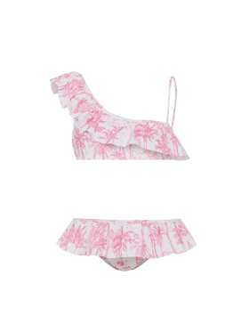 Rey one shoulder ruffled bikini with toile de jouy print - MC2 Saint Barth