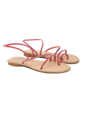 Flat Ring Sandals with fuchsia rhinestones - MC2 Saint Barth