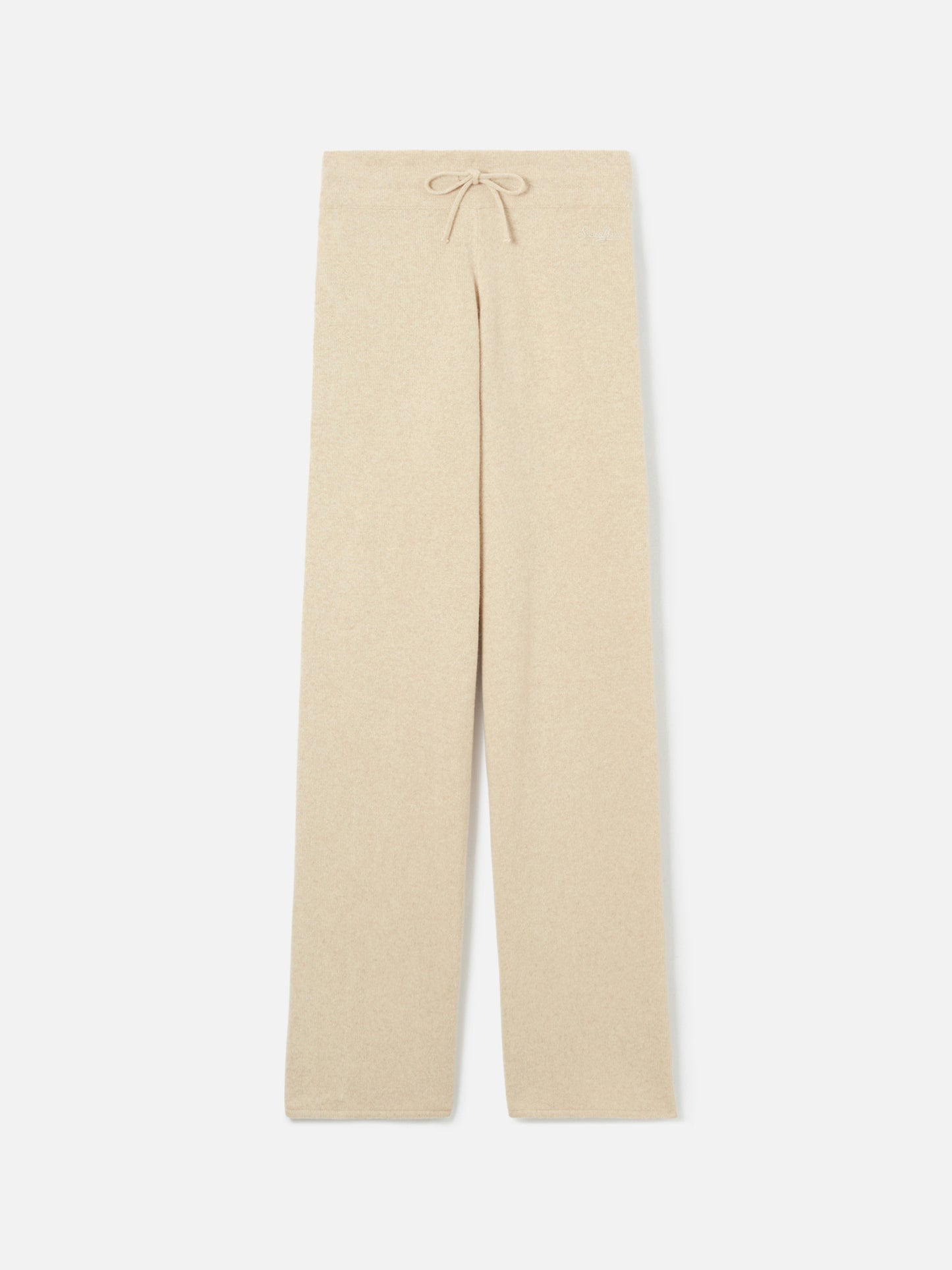 Gestrickte Palazzo-Hose in Beige