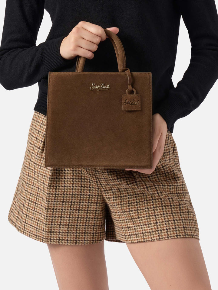 Borsa a mano Shop Bag Midi in pelle scamosciata marrone