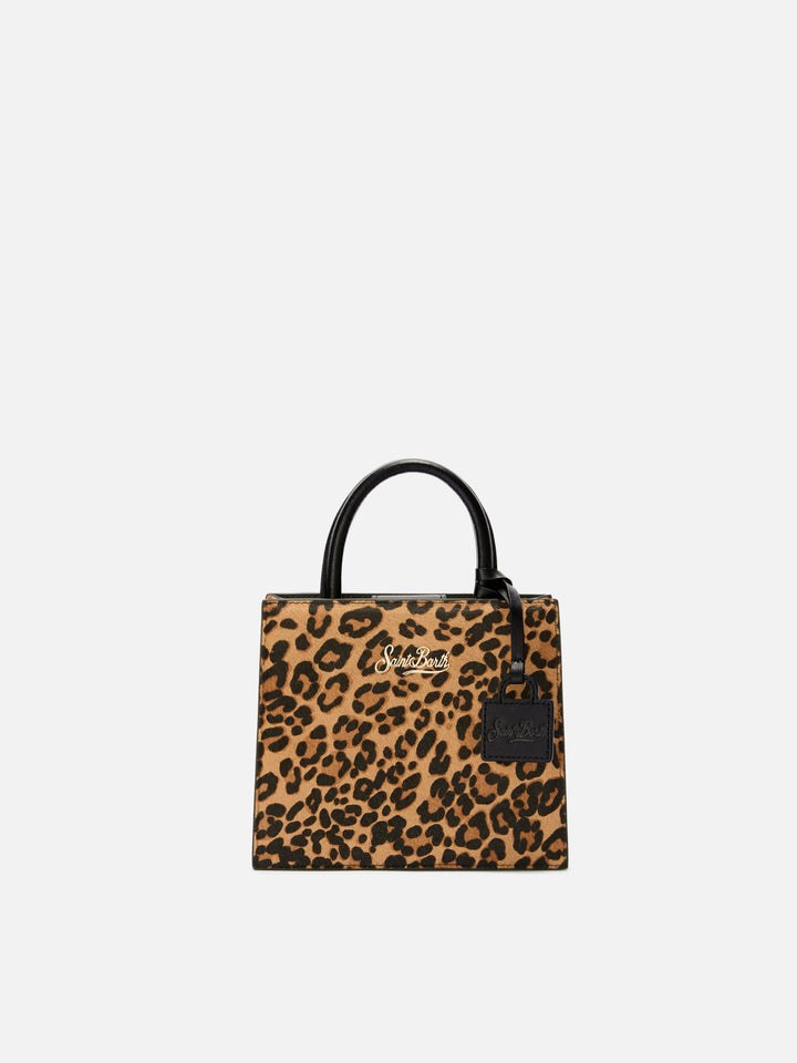 Shop Bag Mini in pelle e cavallino leopardato