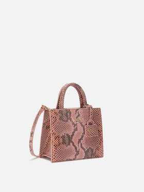 Shop Bag Mini in pink python-print leather
