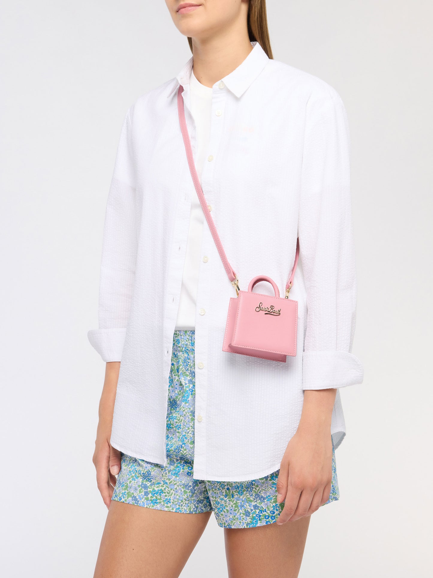 Shop Bag Micro in pastel pink leather