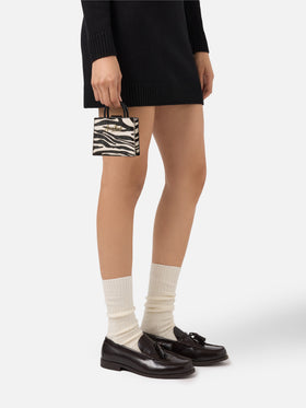 Shop Bag Micro Handbag in zebra-print pony skin leather