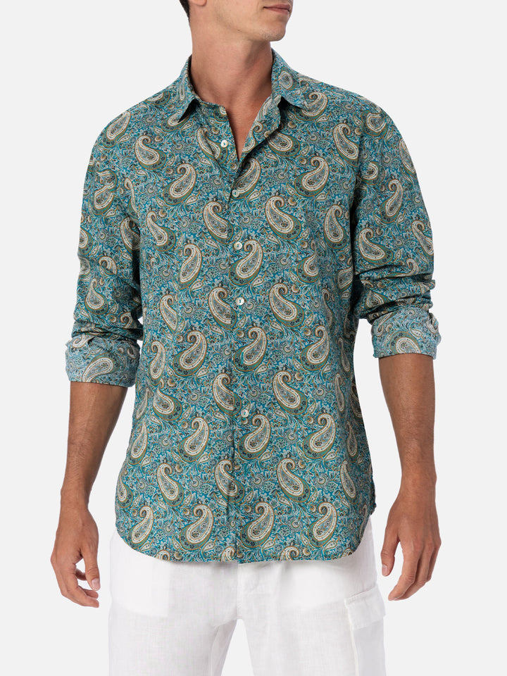 Man muslin cotton shirt Sikelia with paisley print - MC2 Saint Barth