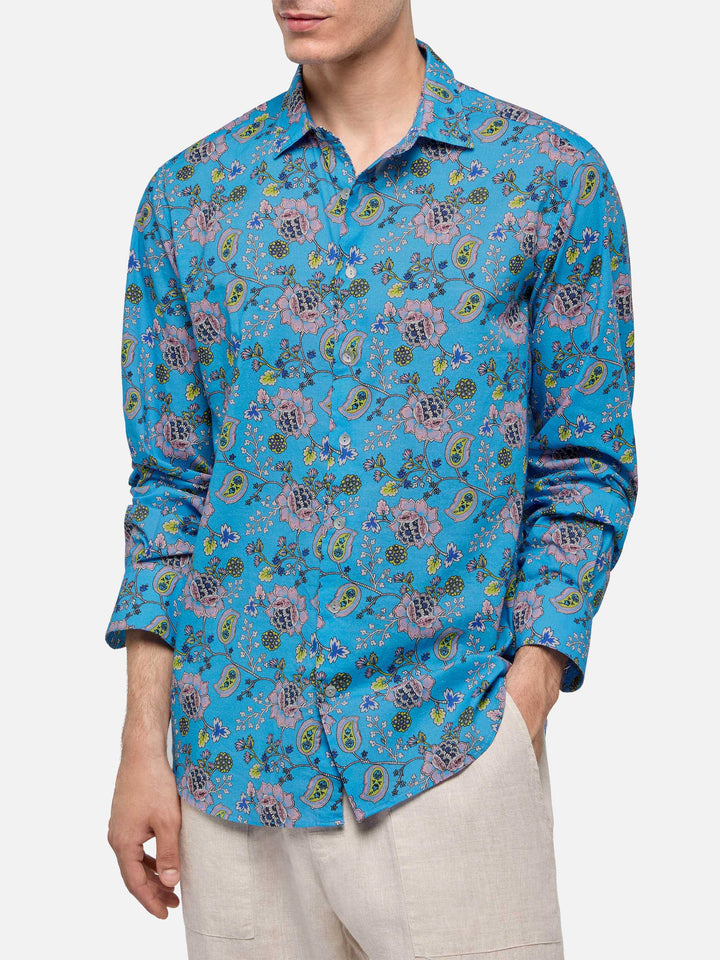 Camicia Sikelia in mussola di cotone con stampa boho