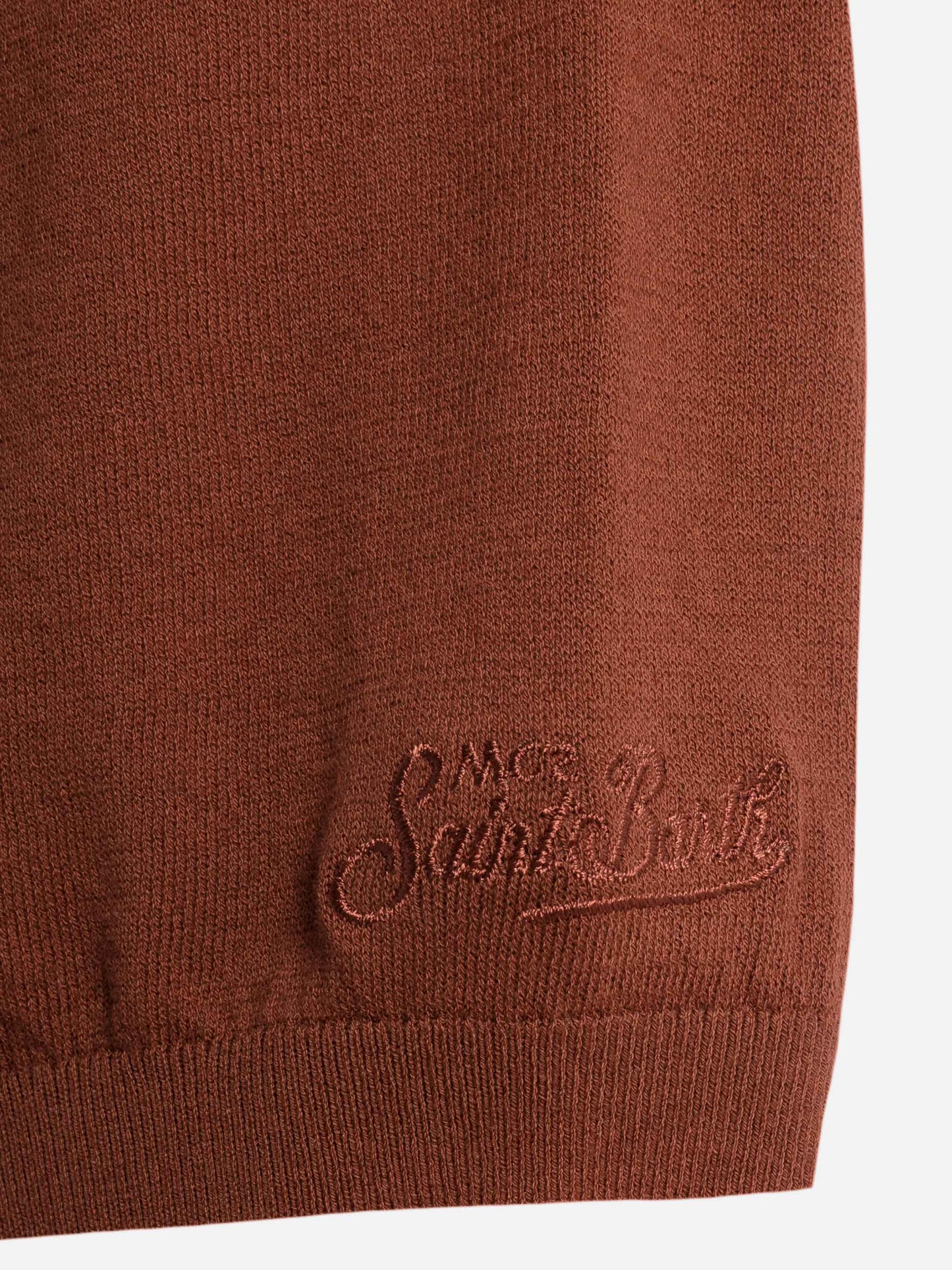 Polo Sloan senza bottoni in maglia cammello