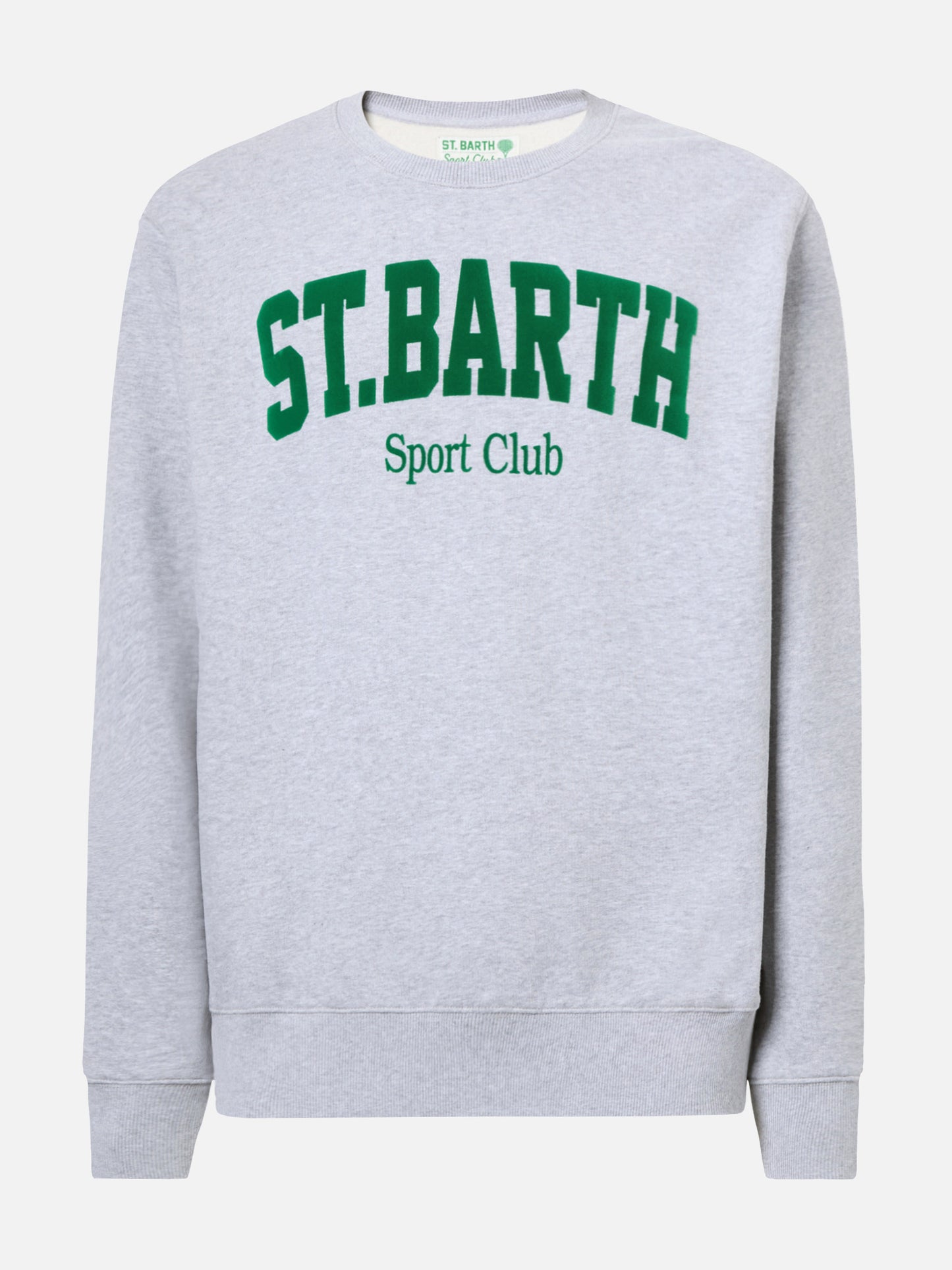 Soho cotton sweatshirt in grey melange with flock St. Barth Sport Club print