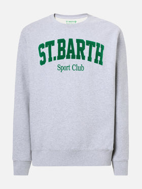 Soho cotton sweatshirt in grey melange with flock St. Barth Sport Club print