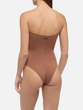 Soleil brown strapless one-piece swimsuit - MC2 Saint Barth
