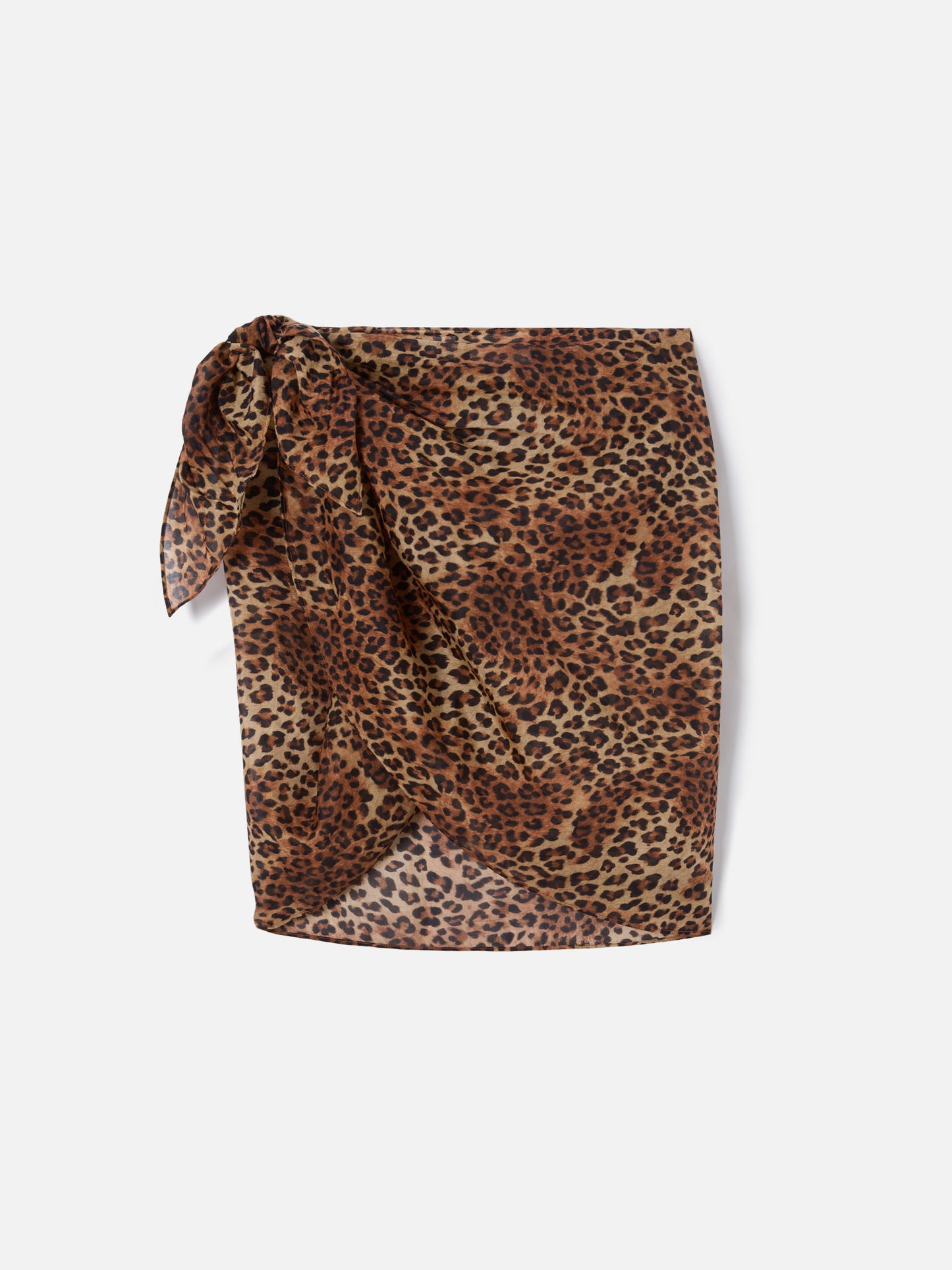 Pareo corto Sery en mezcla de algodón con estampado de leopardo