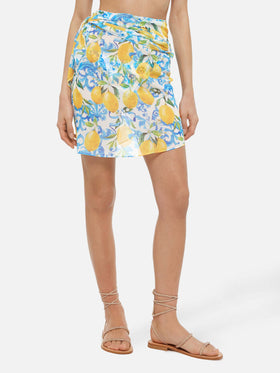 Sery short brown georgette pareo with majolica print - MC2 Saint Barth