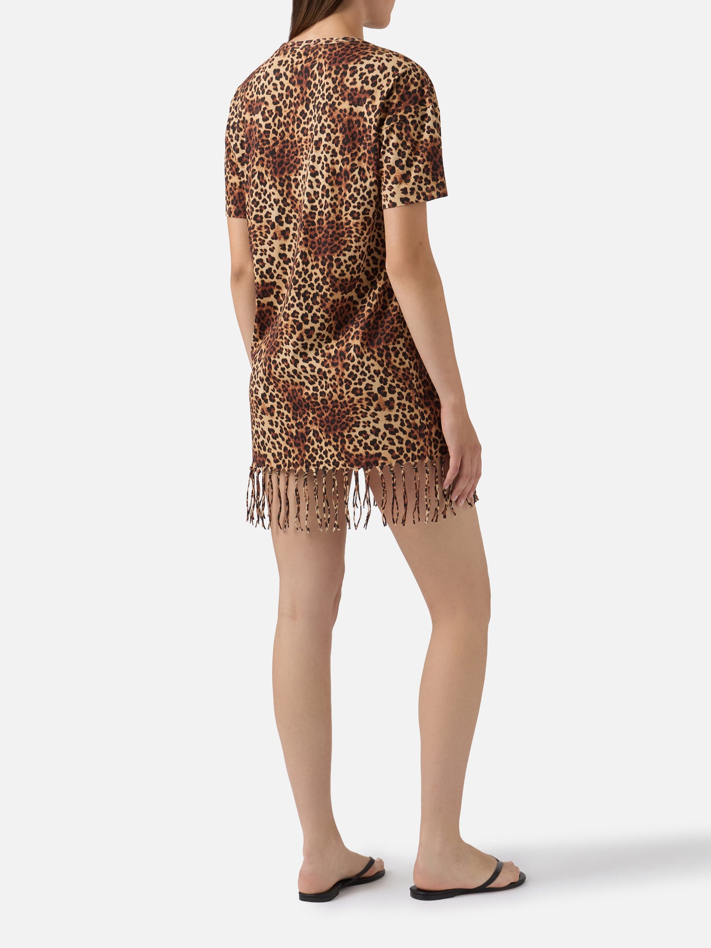 Vestido Midi Sereia con estampado de leopardo all-over