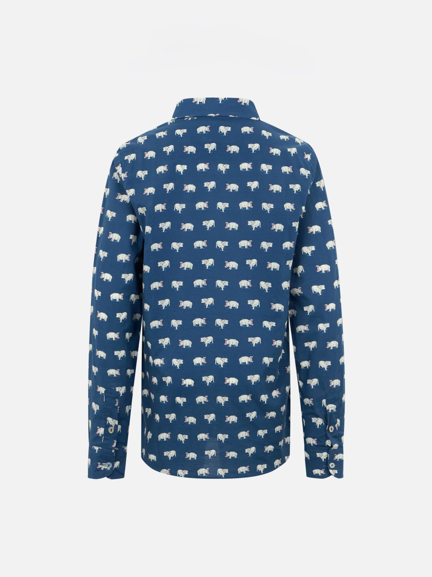 Blue Boy muslin cotton shirt Sharouk with micro hippo print - MC2 Saint Barth
