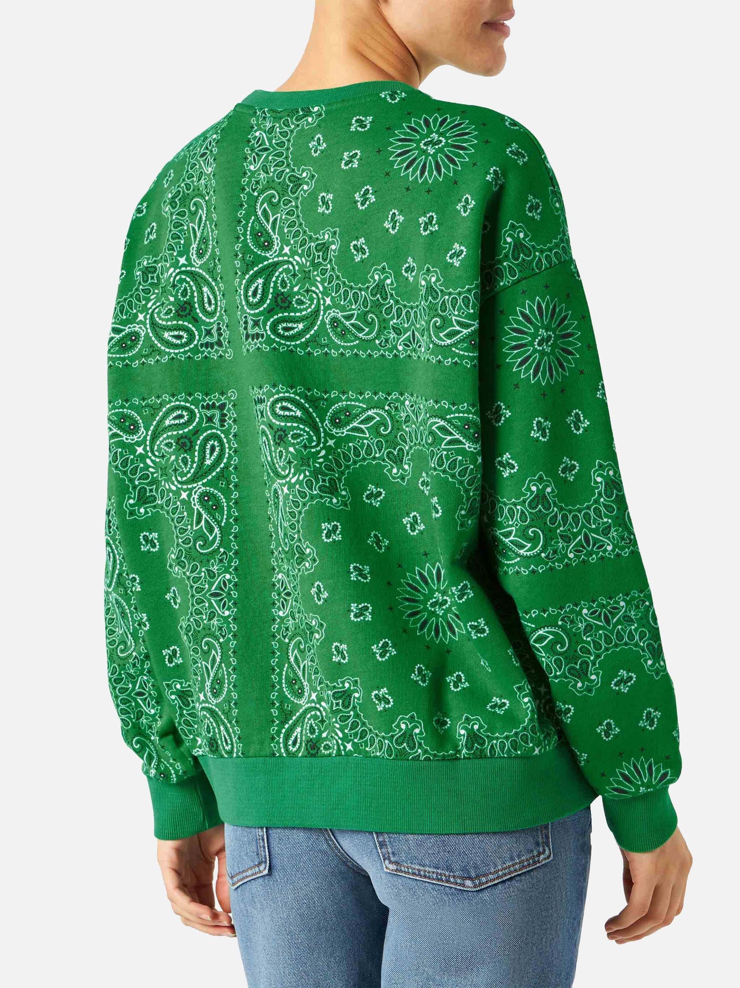 Felpa Stardust in cotone con fantasia bandana verde
