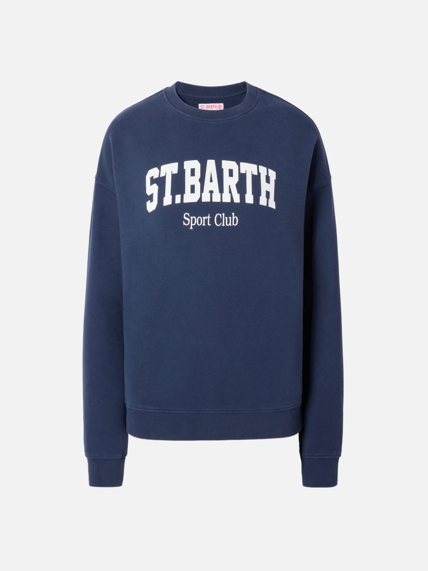 Felpa Stardust in cotone blu con stampa St. Barth sport club