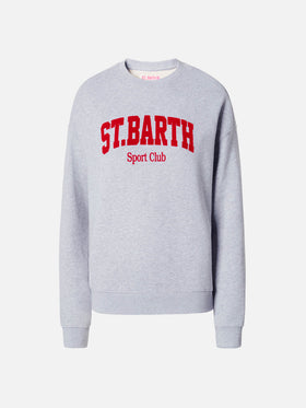 Stardust cotton sweatshirt in grey with St. Barth Sport Club flock print