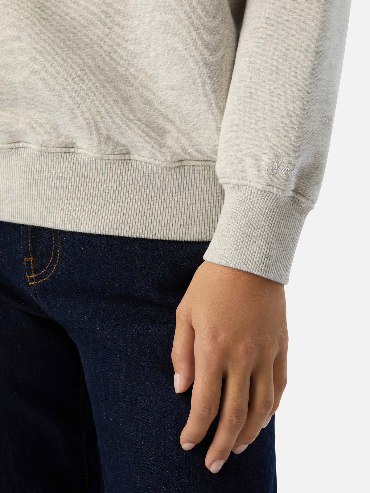 Graues Stardust-Sweatshirt mit Esaurita-Flockprint