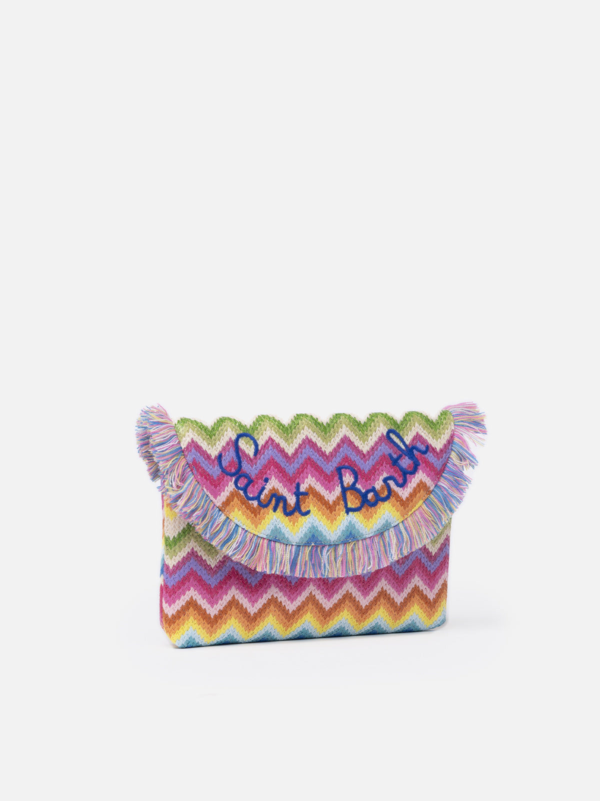 Straw pochette with fruit charms