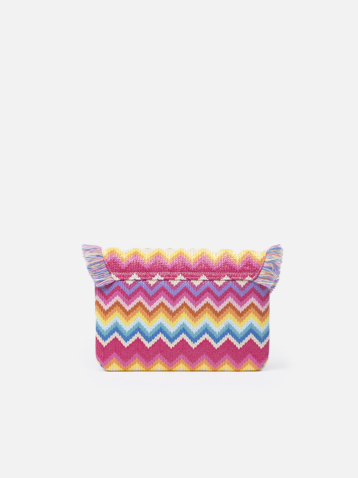 Straw pochette with fruit charms