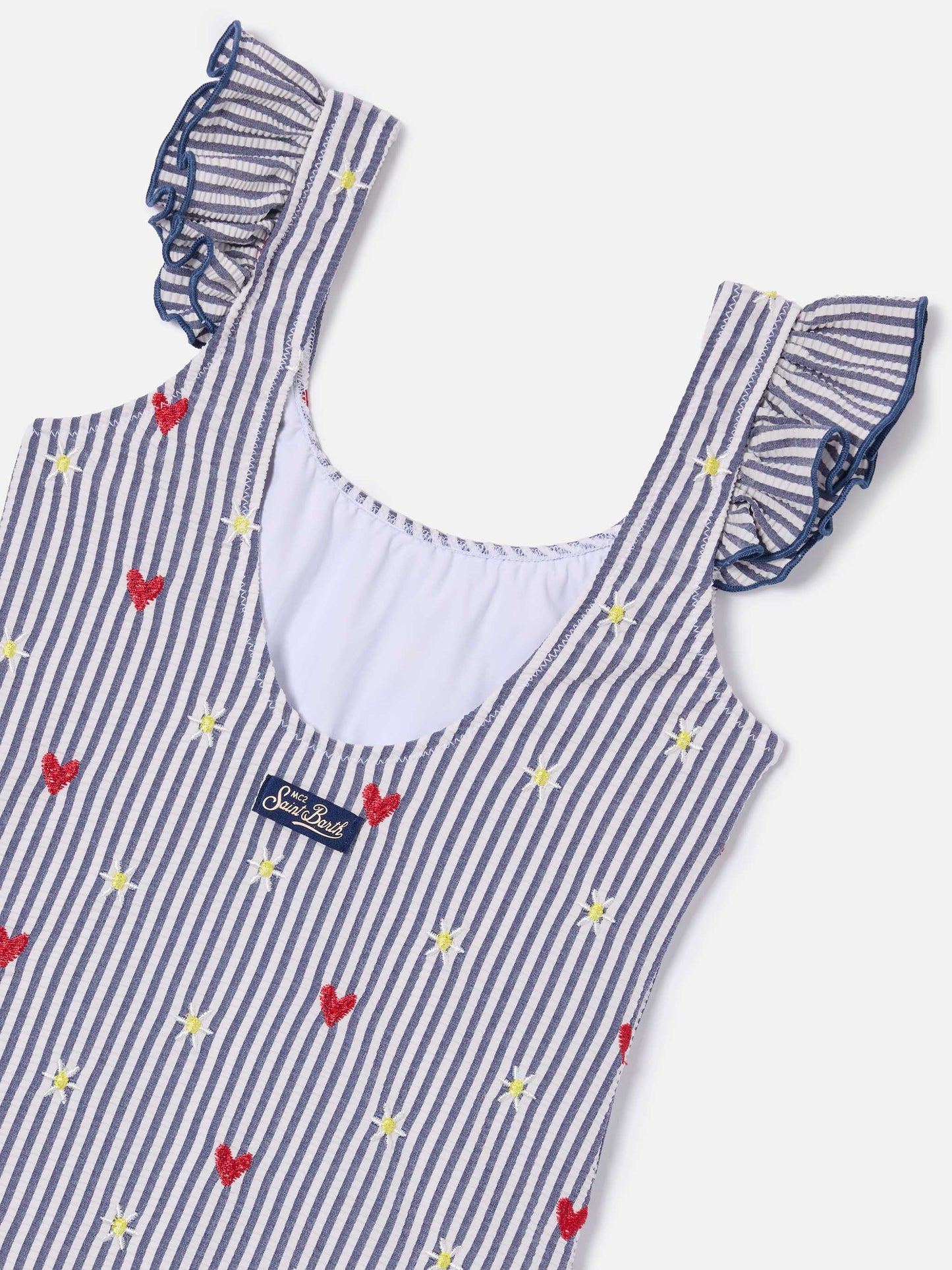 Maillot de bain une pièce Tilda en seersucker rayé avec broderie