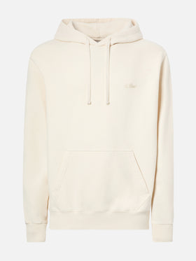 Tribeca cotton hoodie in cream with St. Barth embroidery