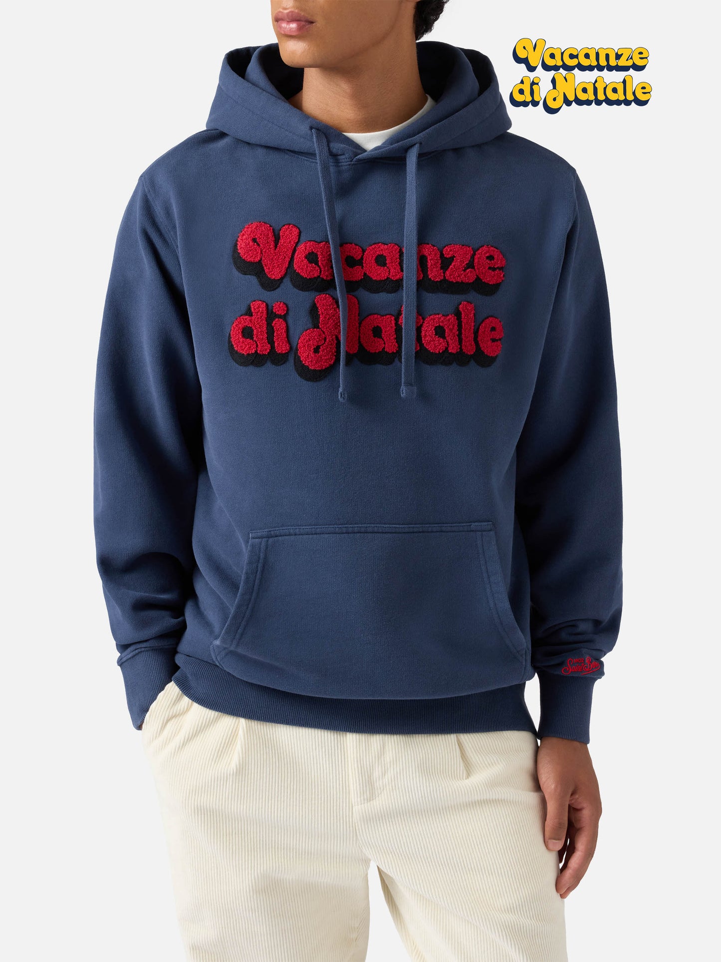 Tribeca cotton hoodie in blue with Vacanze di Natale embroidery | VACANZE DI NATALE SPECIAL EDITION