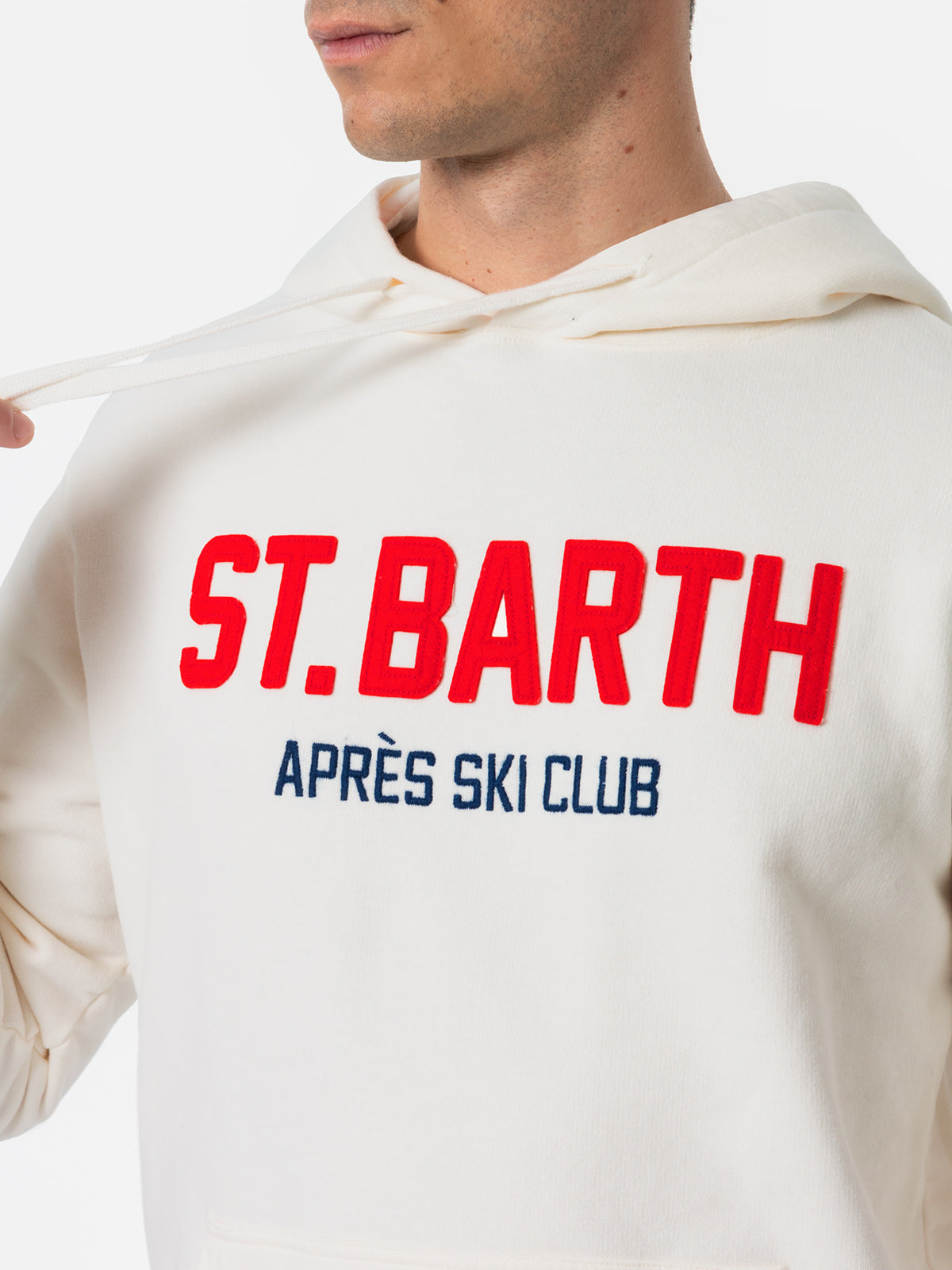 Man white sweatshirt Tribeca with St. Barth apres ski club emboidery - MC2 Saint Barth