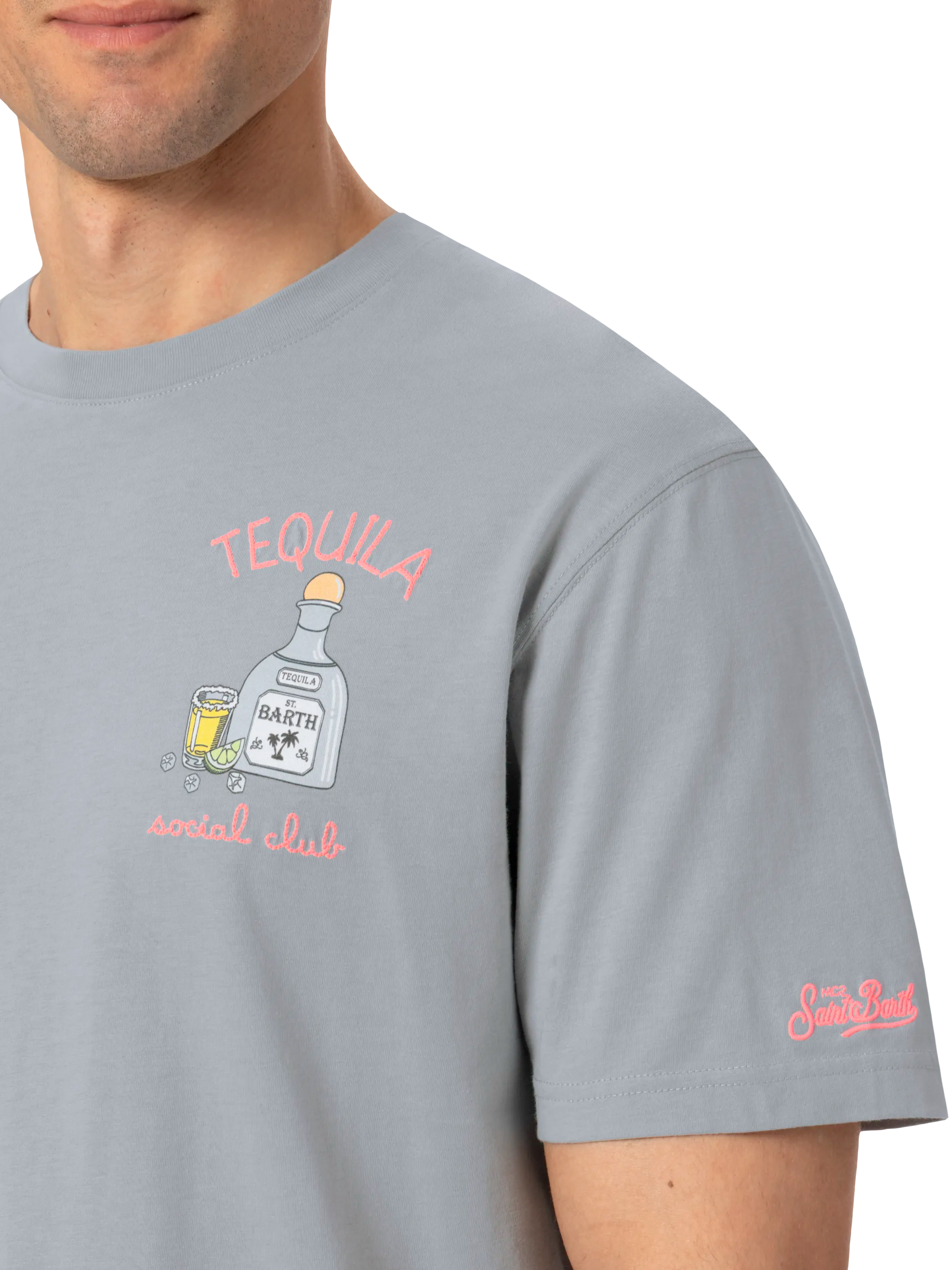 Cotton T-shirt with tequila social club embroidery - MC2 Saint Barth