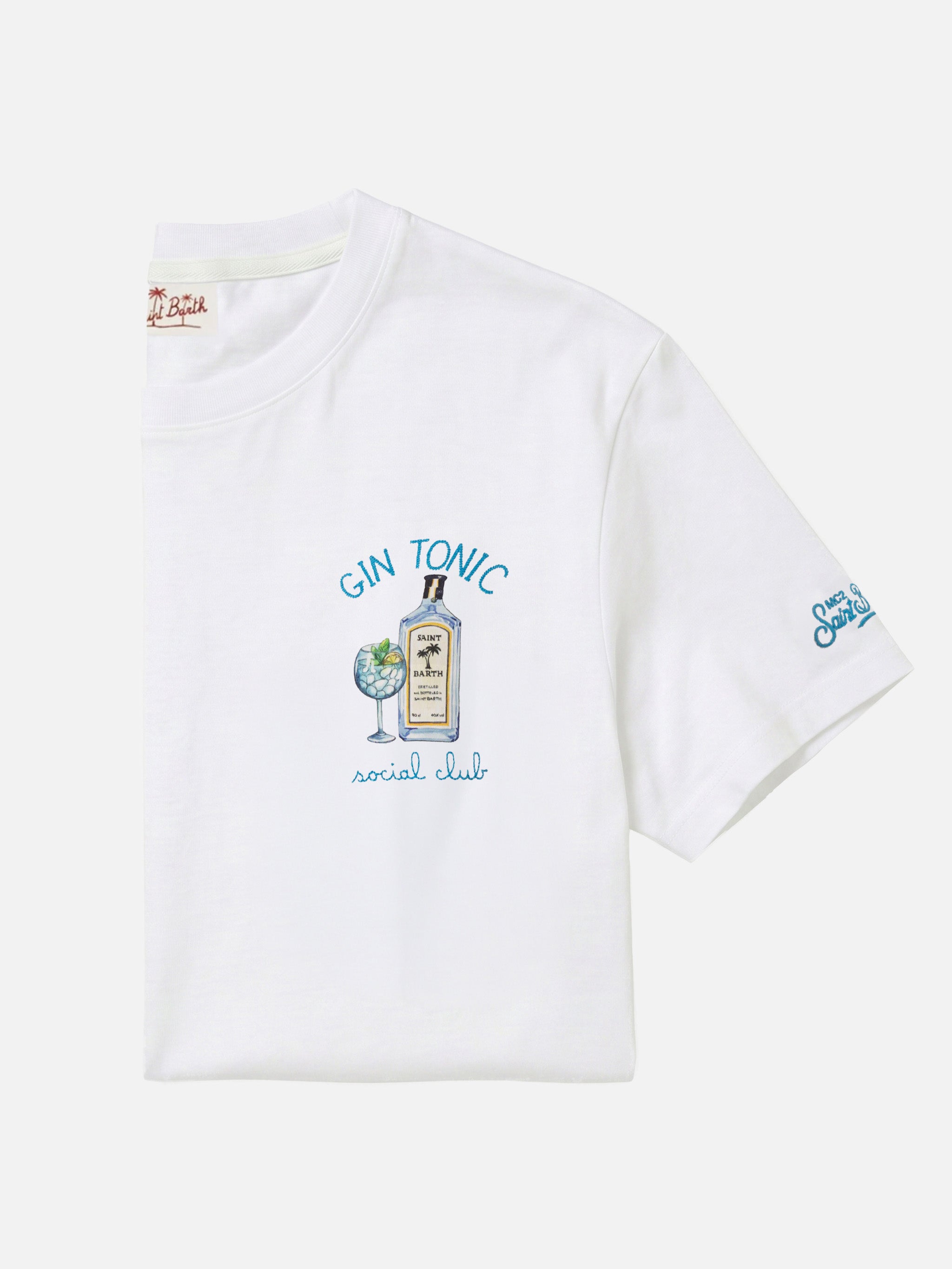 White T-shirt with Gin Tonic Social Club embroidery – MC2 Saint Barth