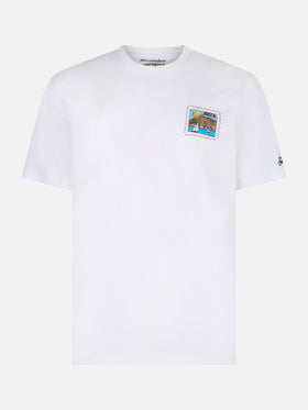 Man cotton t-shirt with Ibiza postcard front and back print | ALESSANDRO ENRIQUEZ SPECIAL EDITION - MC2 Saint Barth