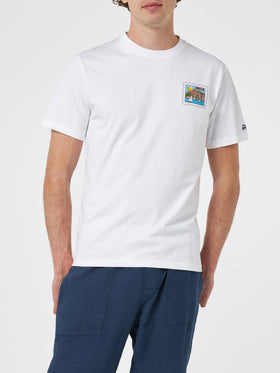 Man cotton t-shirt with Ibiza postcard front and back print | ALESSANDRO ENRIQUEZ SPECIAL EDITION - MC2 Saint Barth