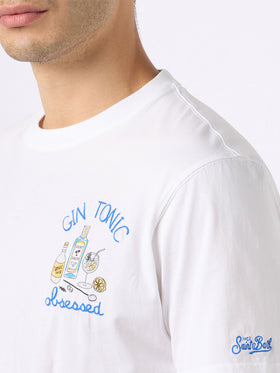 Man cotton t-shirt with Gin Tonic obsessed embroidery - MC2 Saint Barth