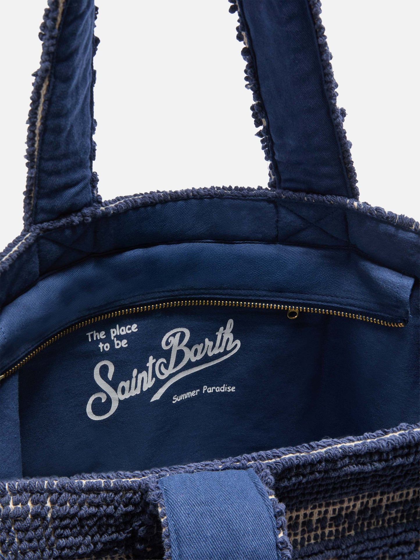 Tufting Cotton Tote Bag blu navy
