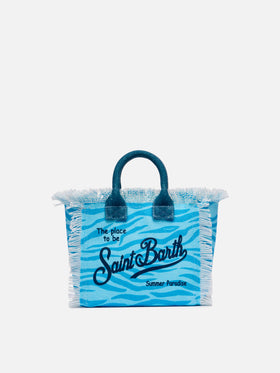 Cotton canvas Mini Vanity bag with zebra print