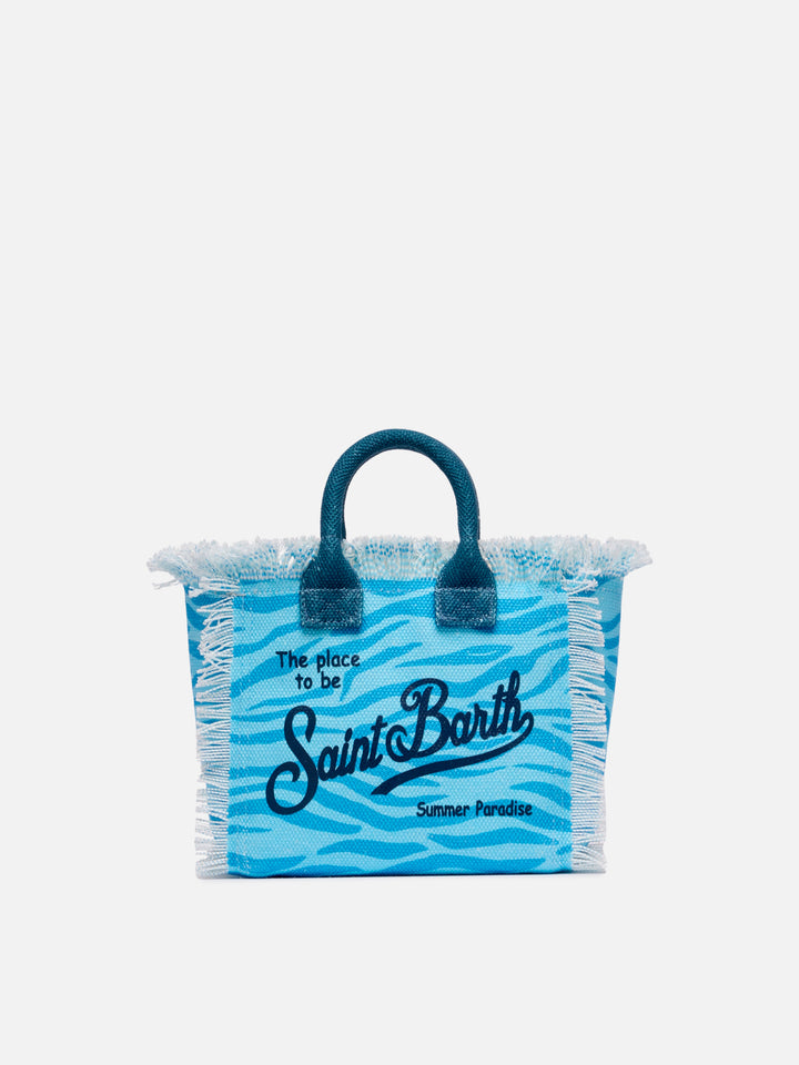 Mini-Kosmetiktasche aus Baumwollcanvas mit Zebra-Print