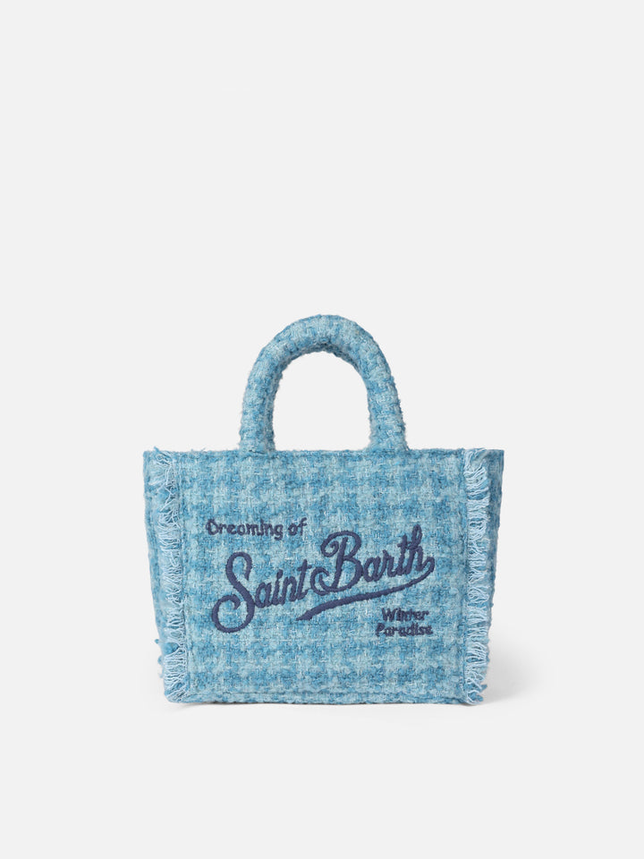 Mini Vanity wooly handbag with light blue tweed pattern - MC2 Saint Barth