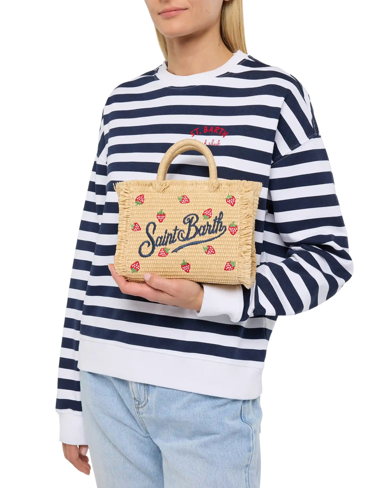 Mini Vanity Straw effect bag with strawberry patch applied - MC2 Saint Barth