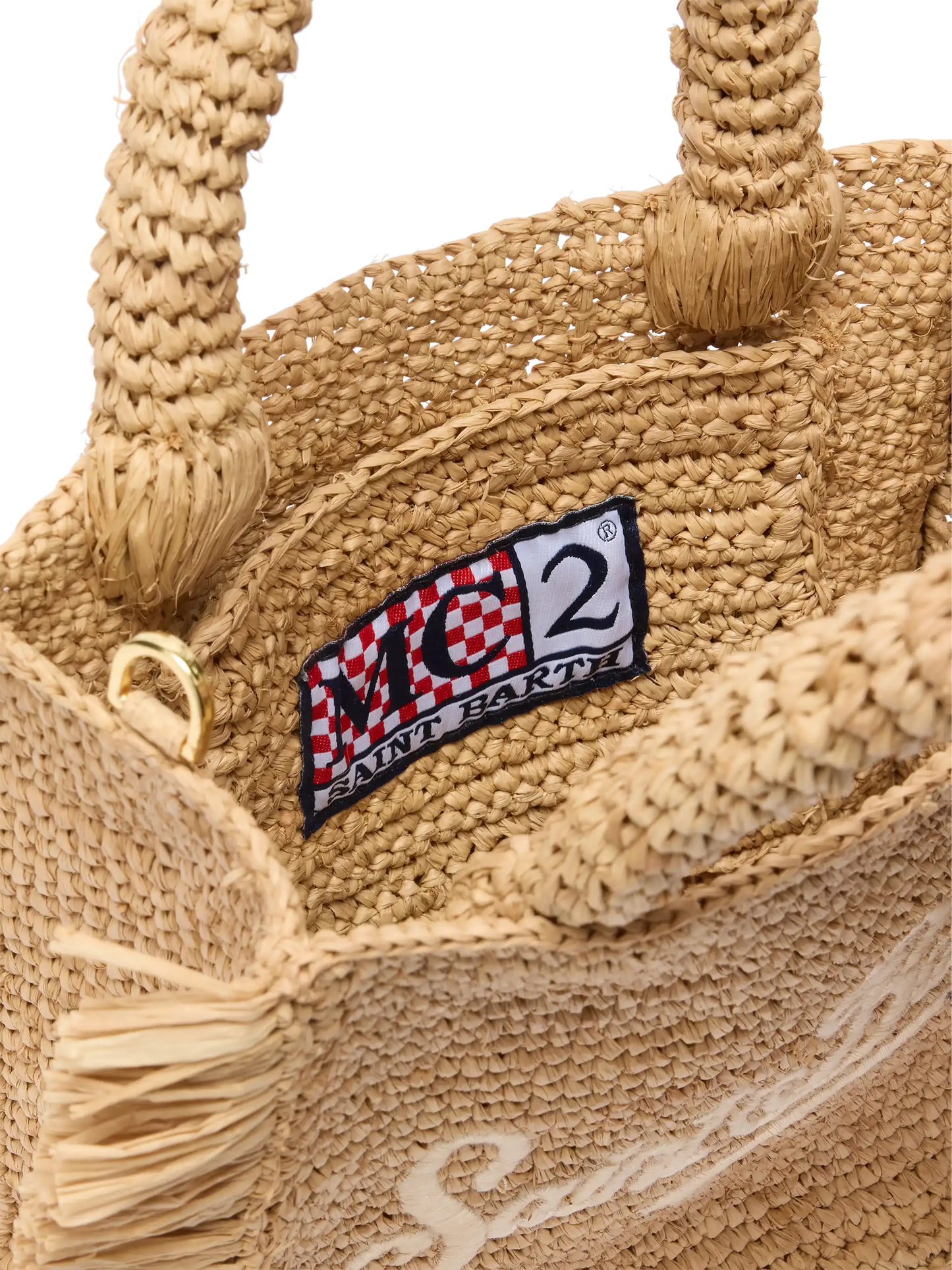 Mini Vanity Raffia Fringes bag with Saint Barth embroidery - MC2 Saint Barth