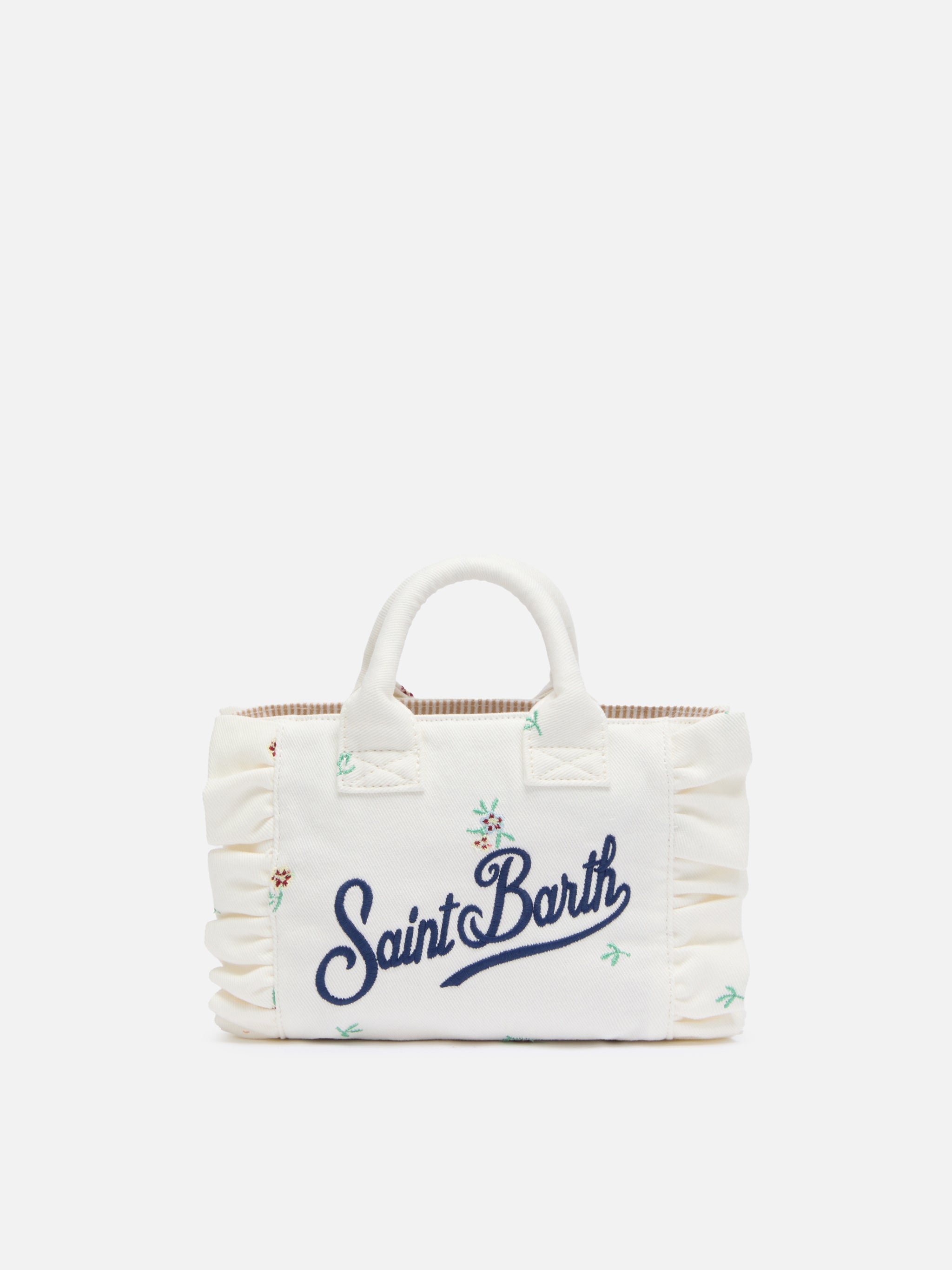 Mini Vanity Volant bag in denim with flower embroidery – MC2