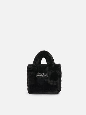 Vanity Mini Soft Handbag in black faux fur