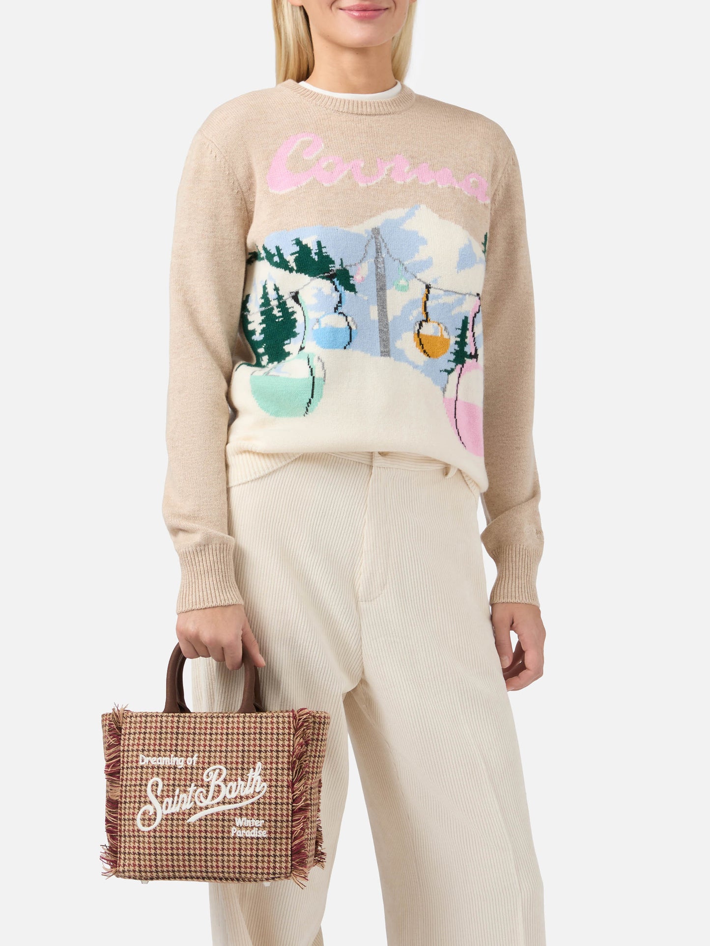 Vanity Mini Wool Handbag in burgundy wool blend