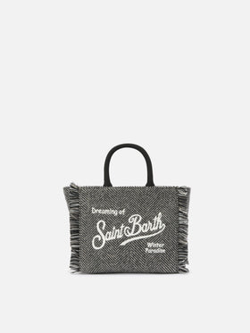 Borsa a mano Vanity Mini Wool in misto lana spinato