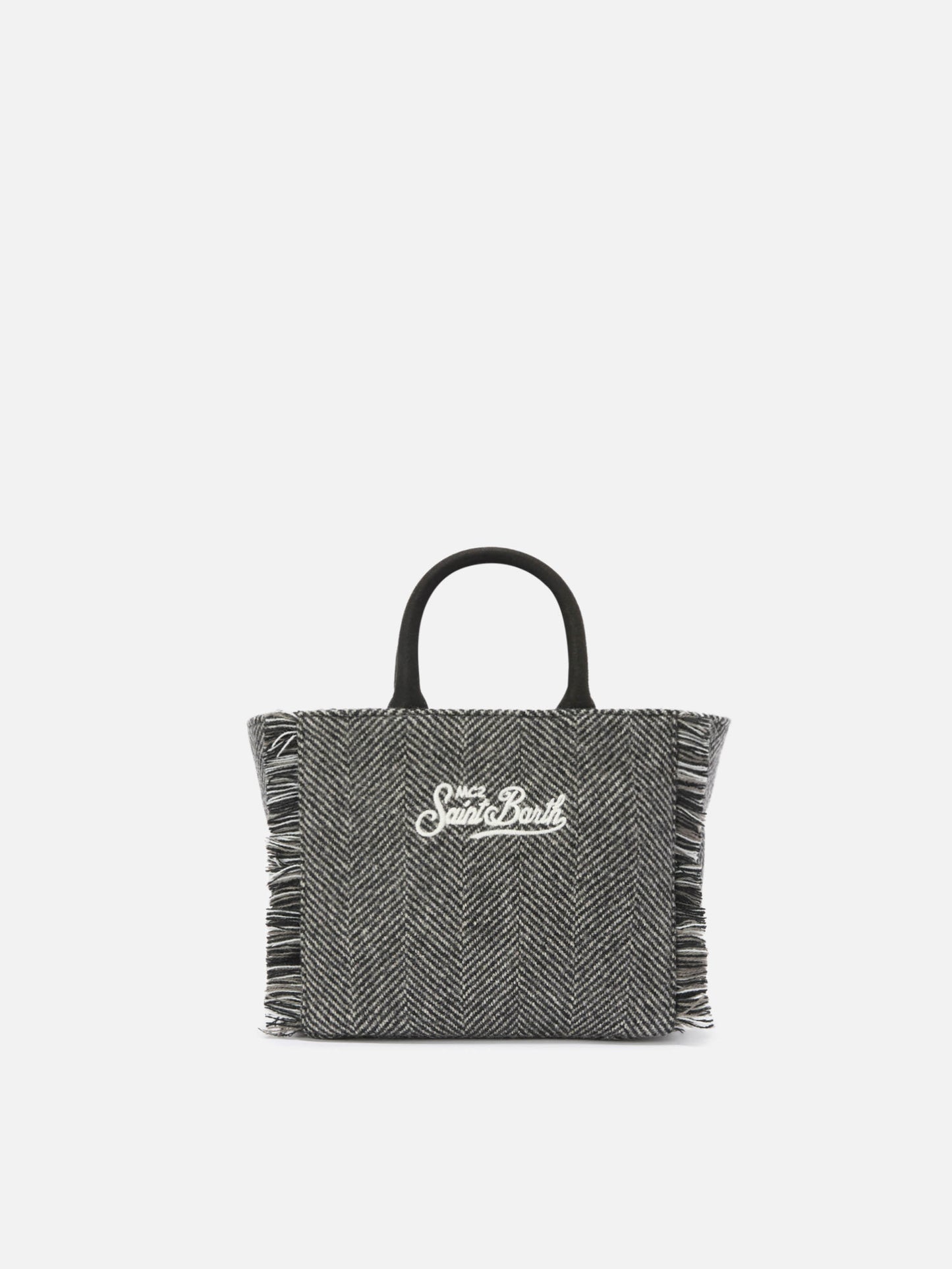 Borsa a mano Vanity Mini Wool in misto lana spinato
