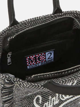 Borsa a mano Vanity Mini Wool in misto lana spinato